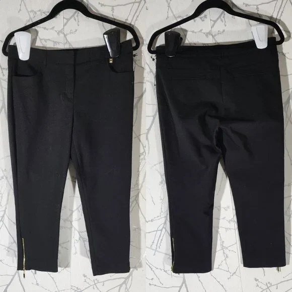 Ivanka Trump Pants Jumpsuits Ivanka Trump Black Mid Rise Slim Capri Pants W Golden Zippers Poshmark